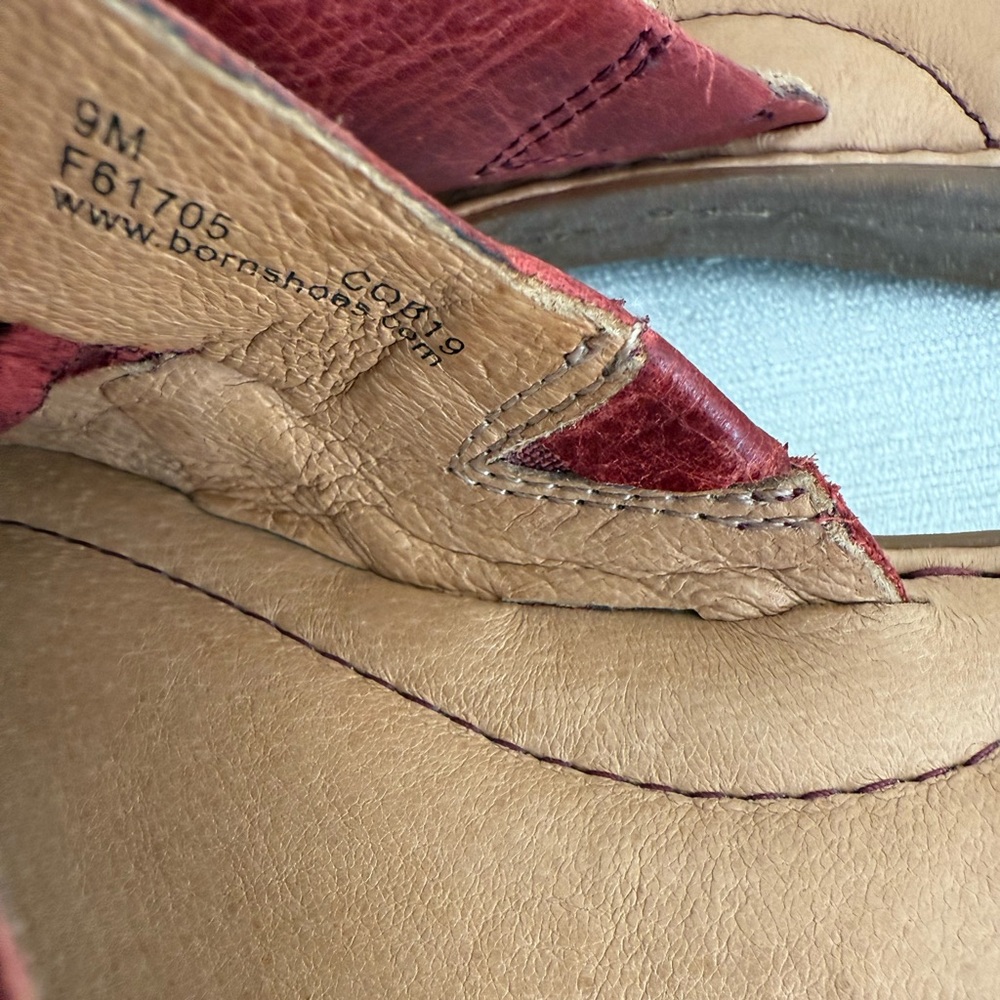 Born Burgundy Leather Woven Slide Sandals - Picture 12 of 13